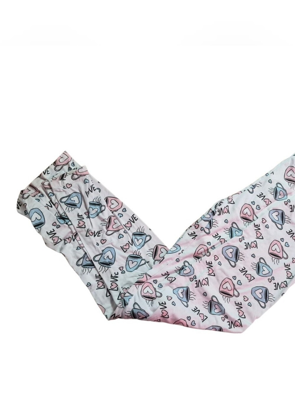 Bobbie Brooks Pink & Black Sleepwear Pants - Coffee And Heart Detail XL